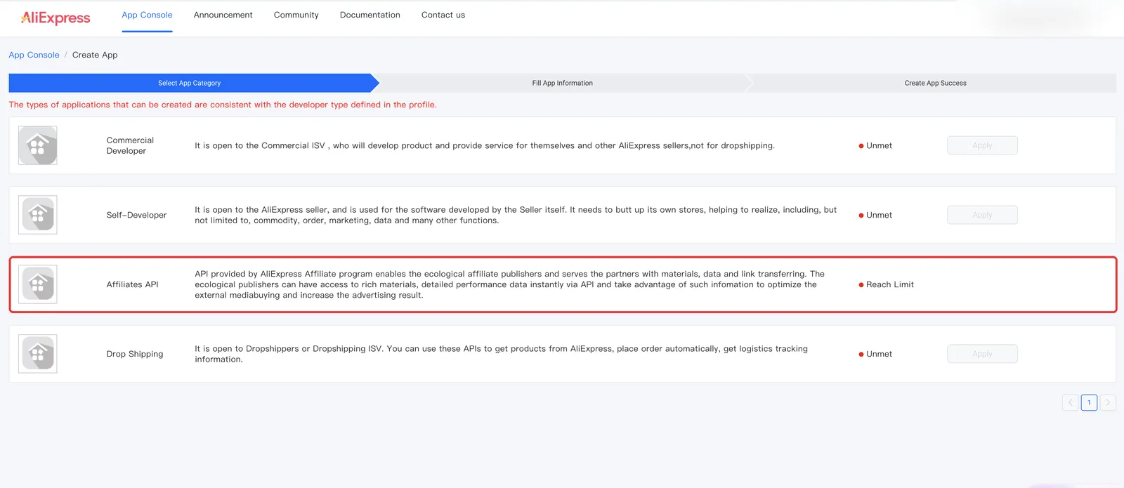 Categorias de aplicativo com Affiliates API em destaque